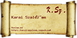 Karai Szalóme névjegykártya